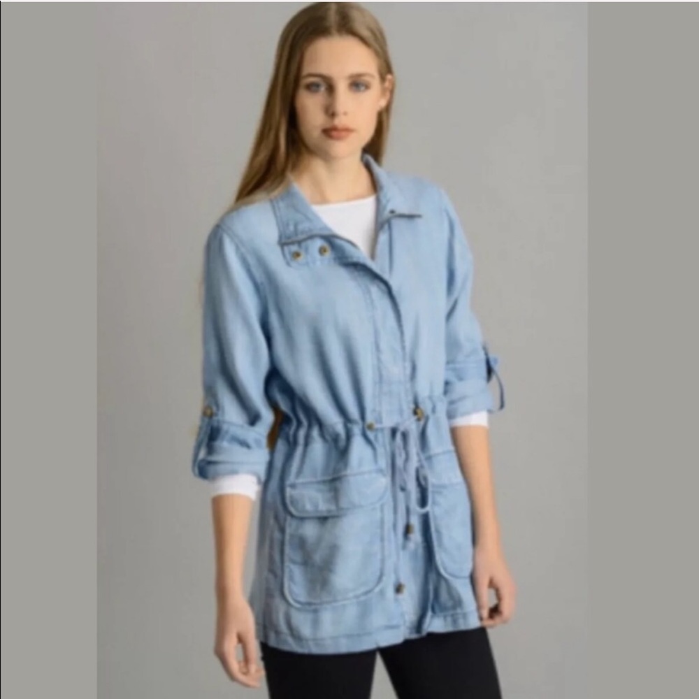 Skies Are Blue Chambray Utility Jacket Stitch Fix